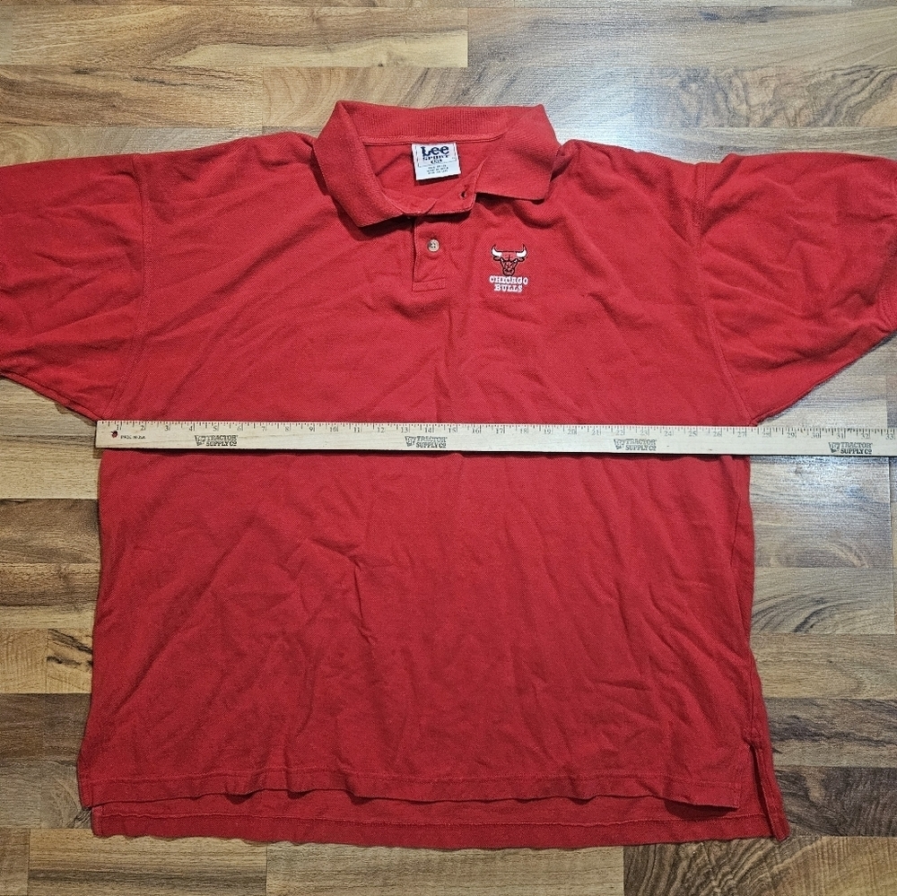 Vintage NBA Chicago Bulls Lee Sport Polo Shirt Mens Size XXL Red Short Sleeve - Picture 5 of 9